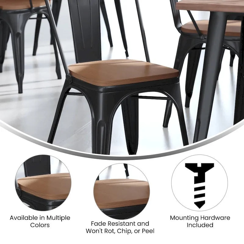 Assise de remplacement en polyrésine tout temps pour tabourets et chaises en métal
