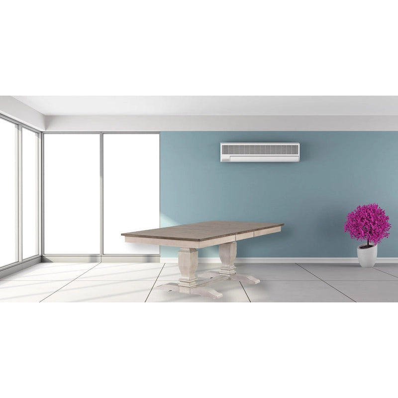 Mesa de comedor de doble base de estilo transicional en fresno