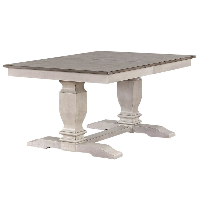 Mesa de comedor de doble base de estilo transicional en fresno