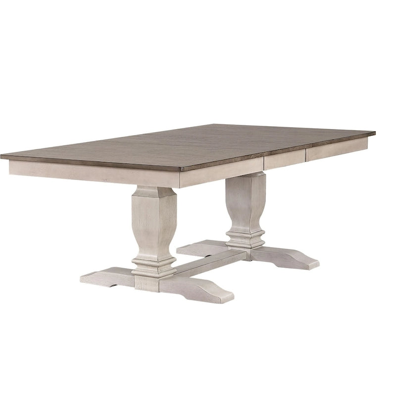 Mesa de comedor de doble base de estilo transicional en fresno