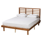 Cama de plataforma de madera de fresno nogal de mediados de siglo