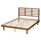 Cama de plataforma de madera de fresno nogal de mediados de siglo