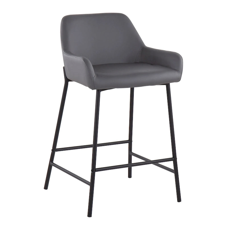 Taburete de mostrador tapizado con estructura metálica - Juego de 2