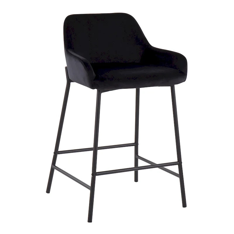 Taburete de mostrador tapizado con estructura metálica - Juego de 2