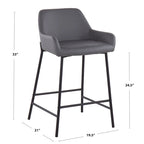Taburete de mostrador tapizado con estructura metálica - Juego de 2