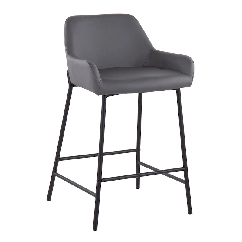 Taburete de mostrador tapizado con estructura metálica - Juego de 2
