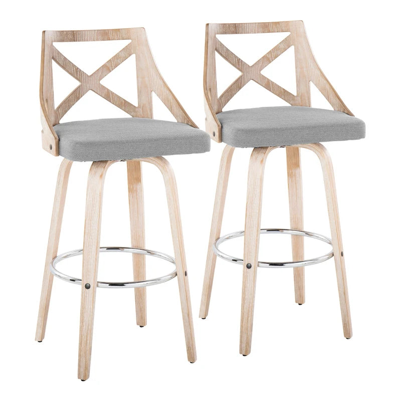 Taburetes de bar con respaldo en X y asiento giratorio, juego de 2