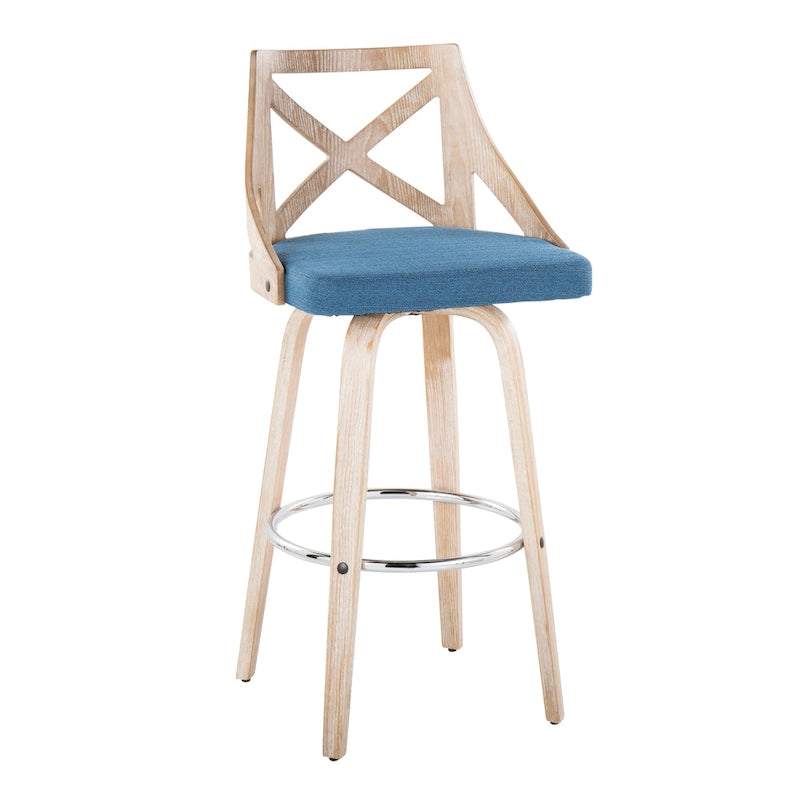 Taburetes de bar con respaldo en X y asiento giratorio, juego de 2
