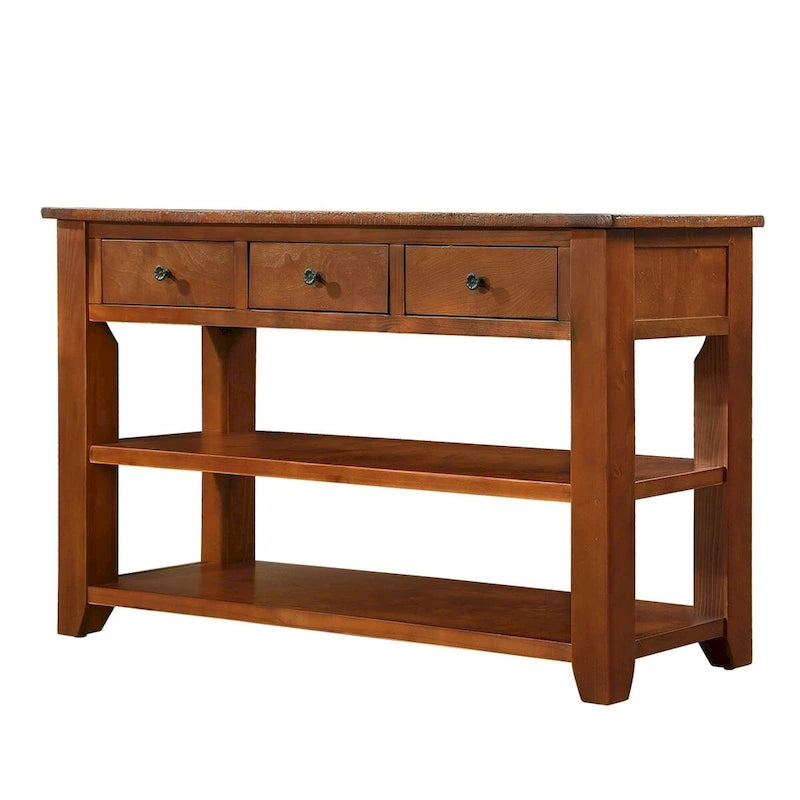 Mesa consola de 48" con 3 cajones y 2 estantes
