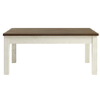 Mesa de centro de pino macizo con acabado blanco envejecido