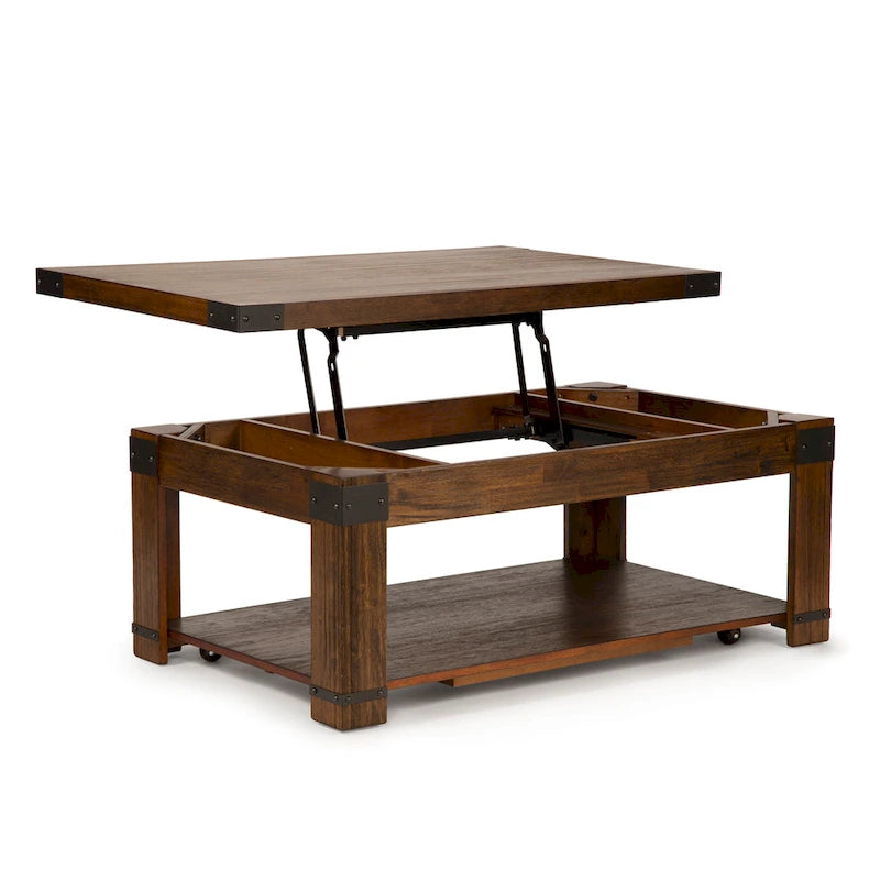 Mesa de centro rectangular con tablero elevable de 48 pulgadas con almacenamiento