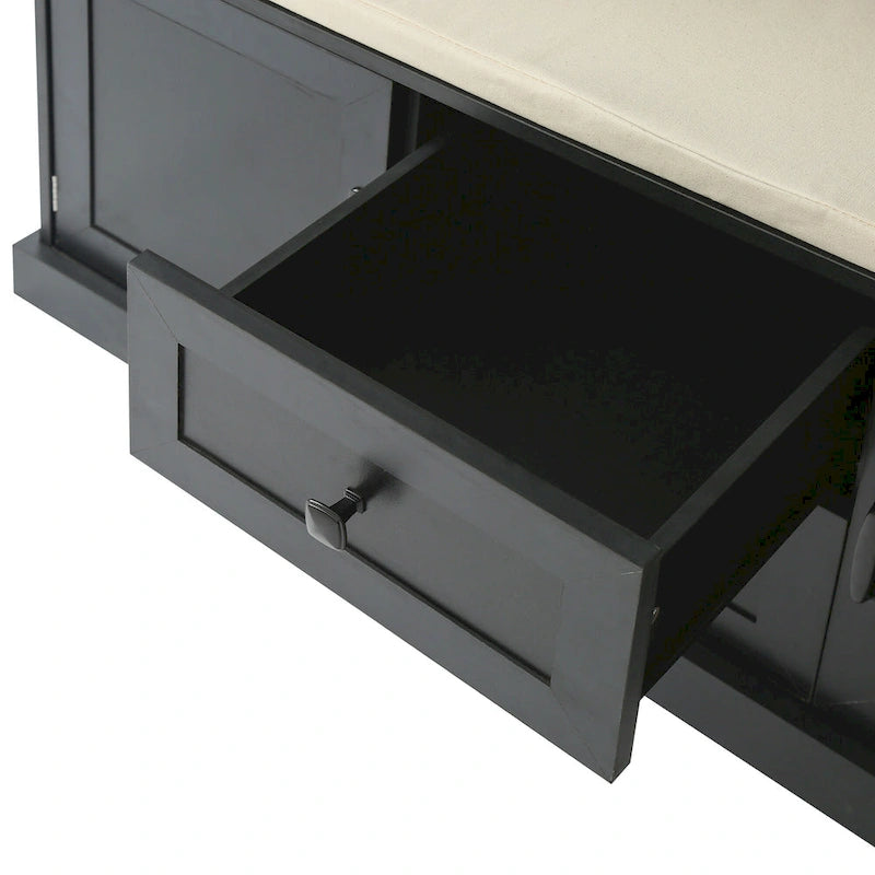 Perchero de recibidor con banco, 3 ganchos y estantes de almacenamiento, 47.2 pulgadas, para entrada y pasillo