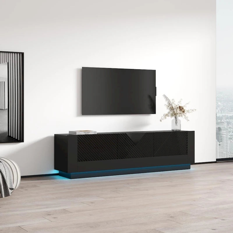 Mueble de TV moderno de 70.9" con frentes de alto brillo