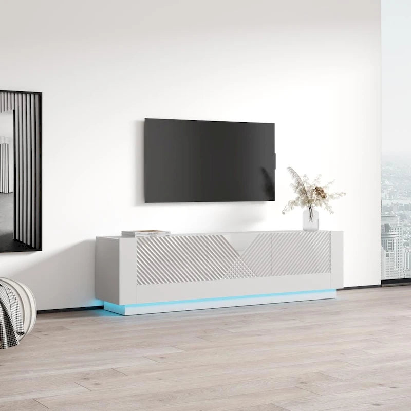 Mueble de TV moderno de 70.9" con frentes de alto brillo