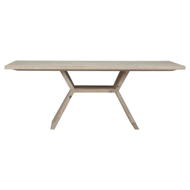 Mesa de comedor moderna de 79" con base de pedestal rectangular de pino recuperado con diseño de panal