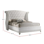 Cama tapizada con alas y cabecero capitoné – Blanco