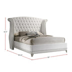 Cama tapizada con alas y cabecero capitoné – Blanco