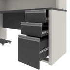 Paquete de escritorio en L de 72 pulgadas de ancho con estante superior, mesa auxiliar y pedestal