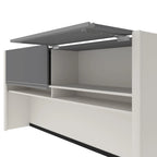 Paquete de escritorio en L de 72 pulgadas de ancho con estante superior, mesa auxiliar y pedestal