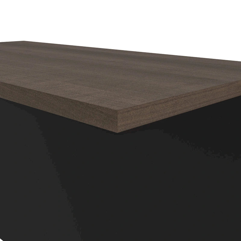 Paquete de escritorio en L de 72 pulgadas de ancho con estante superior, mesa auxiliar y pedestal
