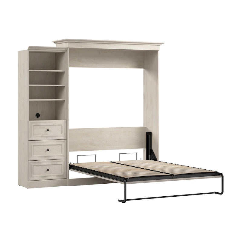 Cama abatible Murphy tamaño queen con organizador de armario y cajones (92W)
