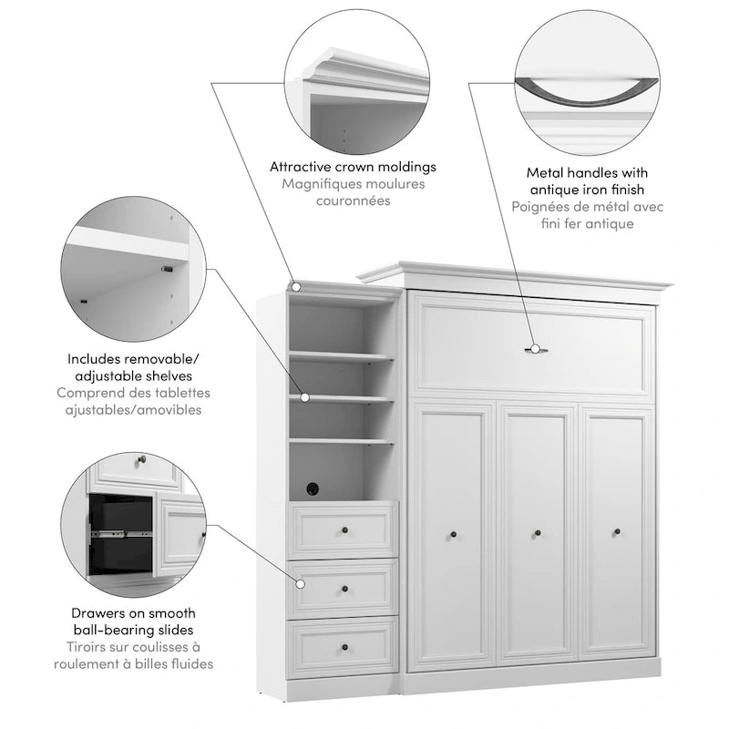 Queen-Murphy-Bett mit Schrankorganizer und Schubladen (92W)