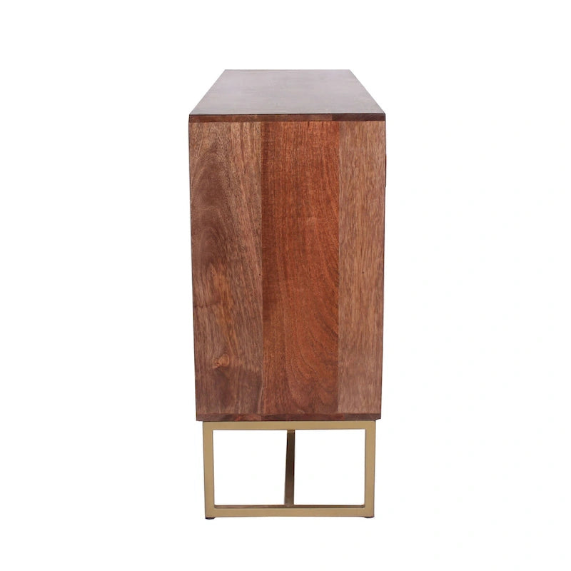 Armario de madera de espiga con 2 puertas y 3 cajones