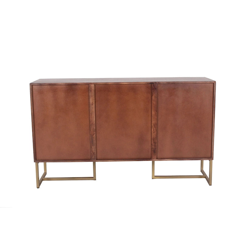 Armario de madera de espiga con 2 puertas y 3 cajones