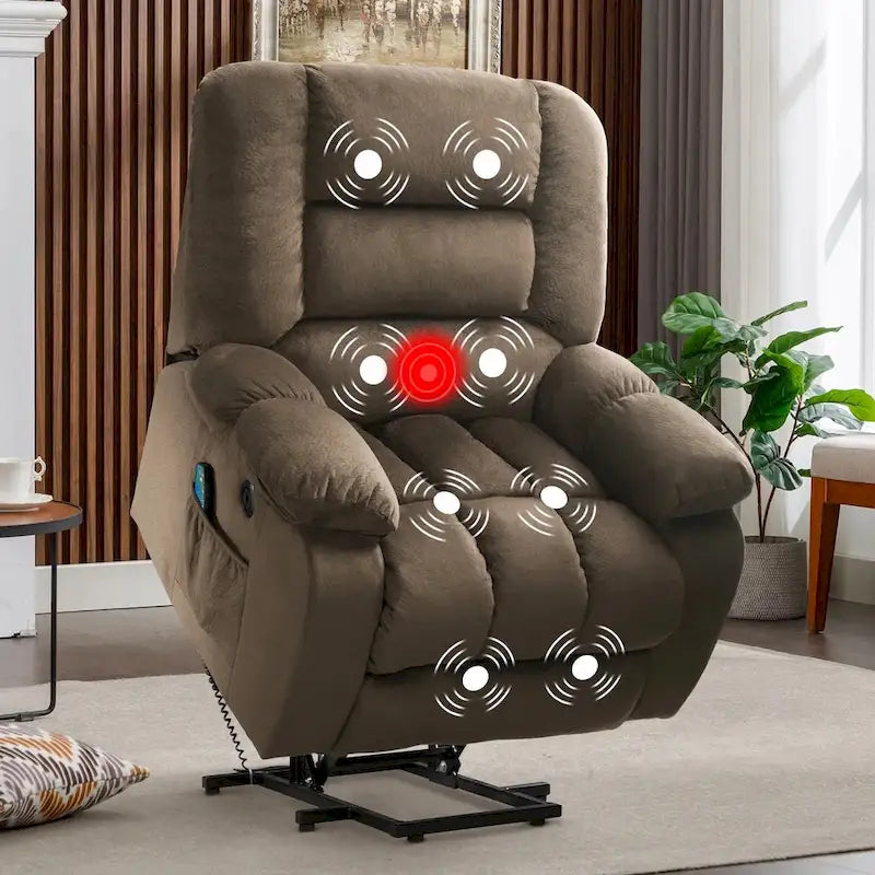 Sillón reclinable con elevador eléctrico asistido y masaje para personas mayores