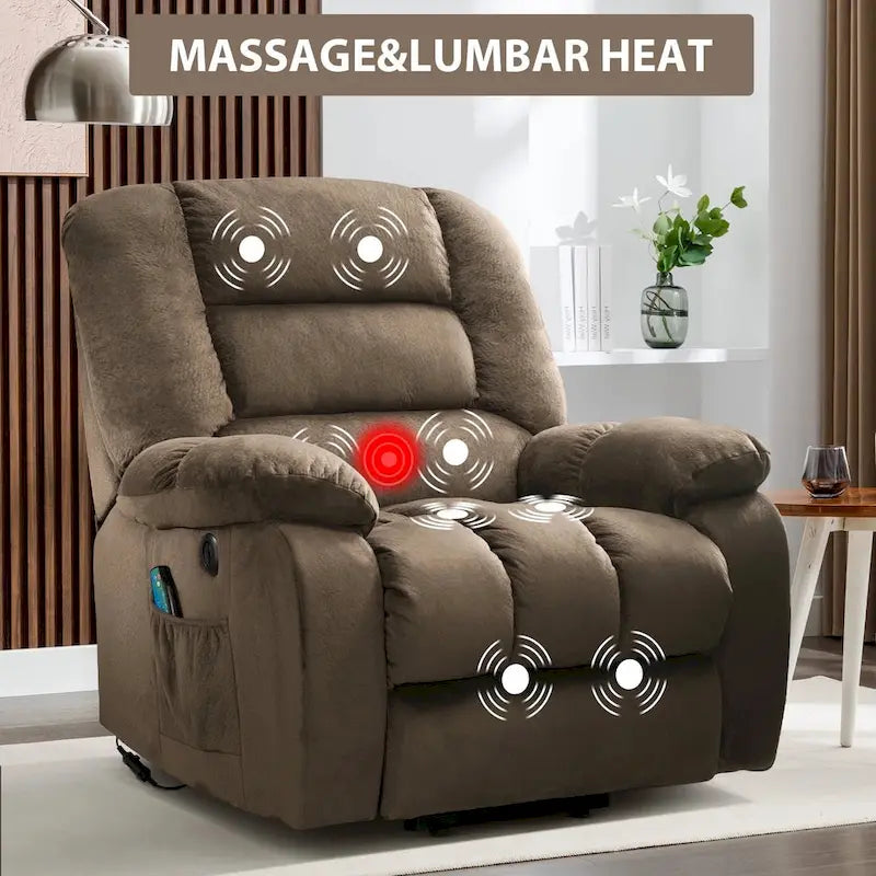 Sillón reclinable con elevador eléctrico asistido y masaje para personas mayores