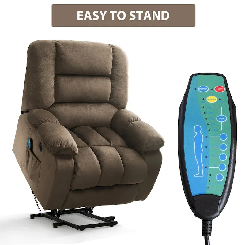 Sillón reclinable con elevador eléctrico asistido y masaje para personas mayores
