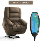 Sillón reclinable con elevador eléctrico asistido y masaje para personas mayores