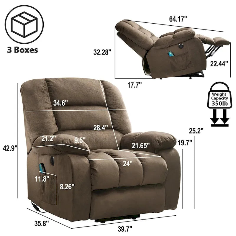Sillón reclinable con elevador eléctrico asistido y masaje para personas mayores