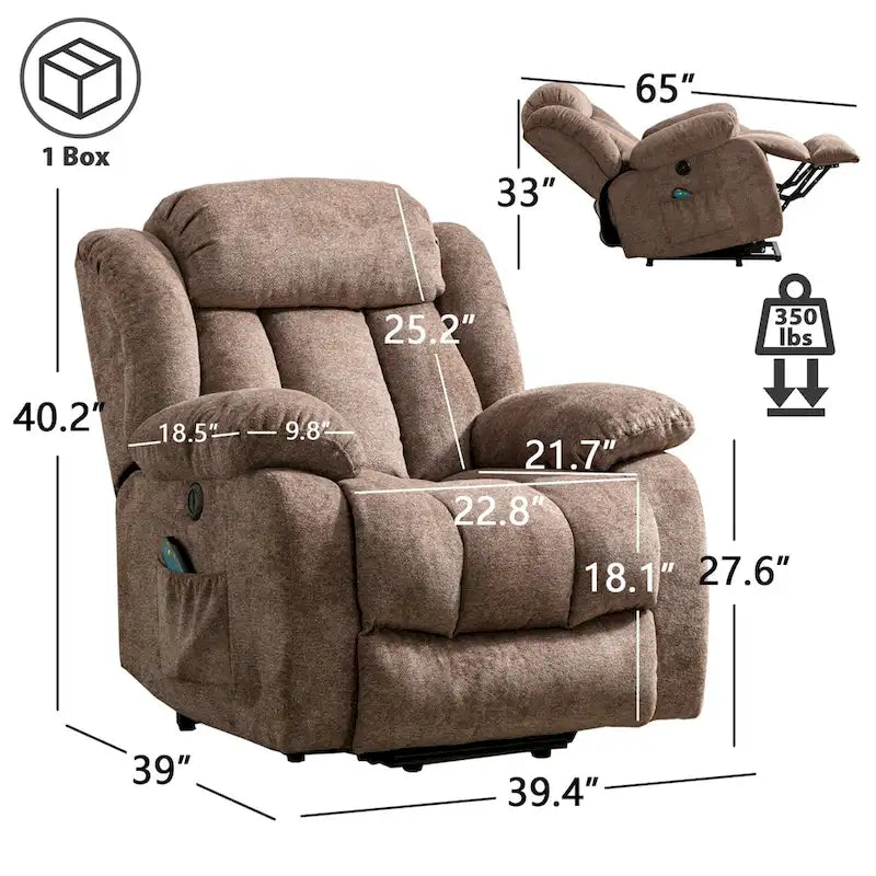 Sillón reclinable con elevador eléctrico asistido y masaje para personas mayores