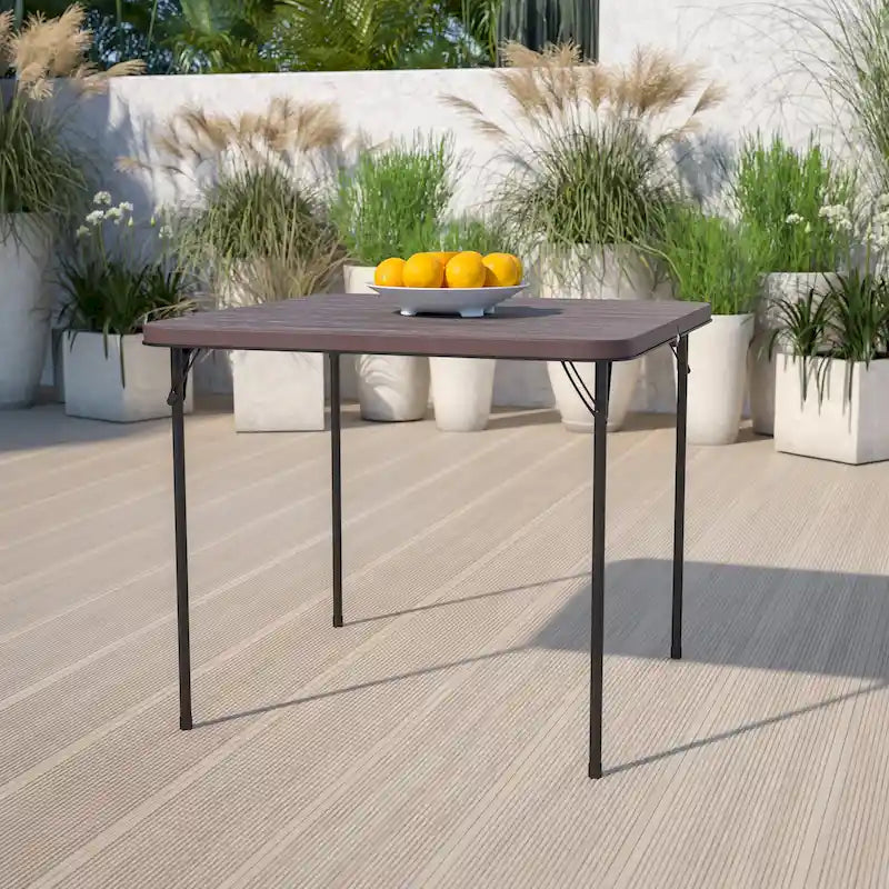 Mesa Plegable Cuadrada de Dos Pliegues con Asa de Transporte