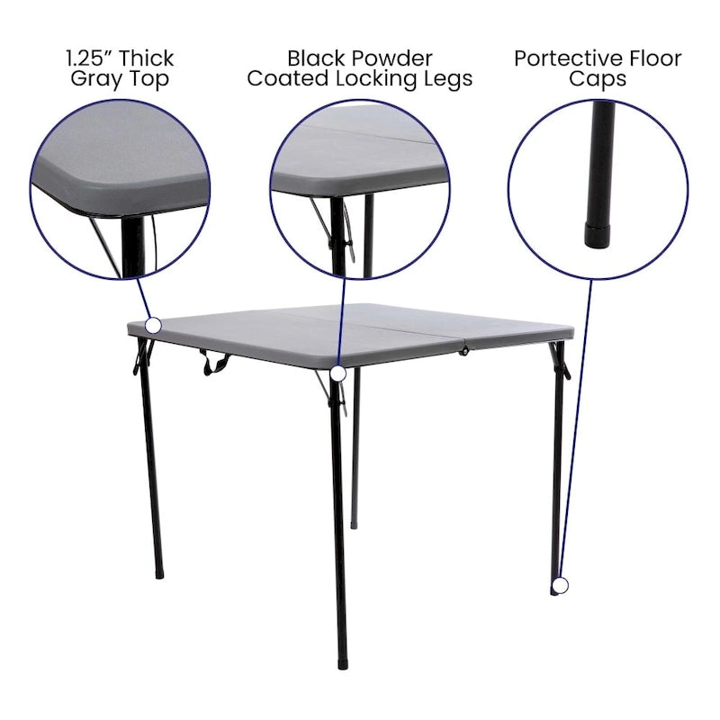 Mesa Plegable Cuadrada de Dos Pliegues con Asa de Transporte
