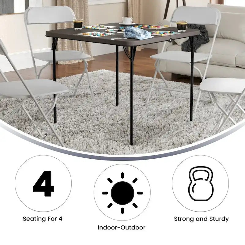 Mesa Plegable Cuadrada de Dos Pliegues con Asa de Transporte