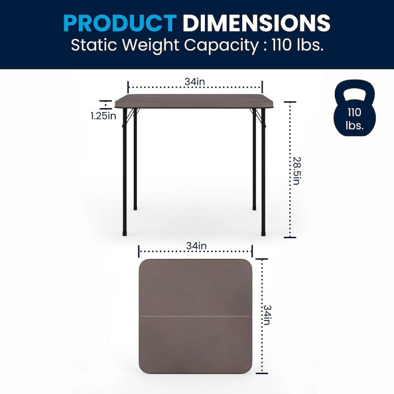 Mesa Plegable Cuadrada de Dos Pliegues con Asa de Transporte