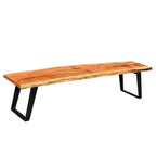 Banco de madera de acacia de borde natural con patas de acero