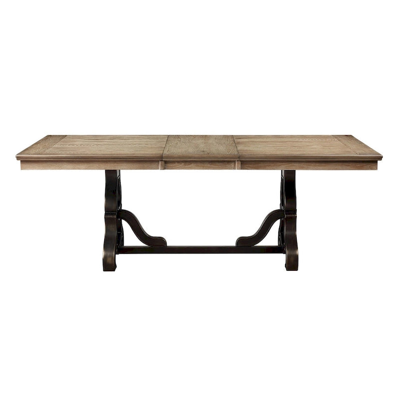 Mesa de comedor de arce y negra con extensión extraíble