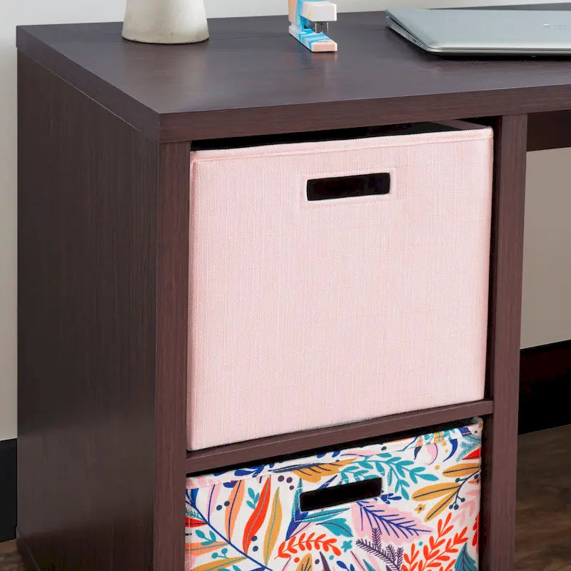 Escritorio con almacenamiento de 2 cubos