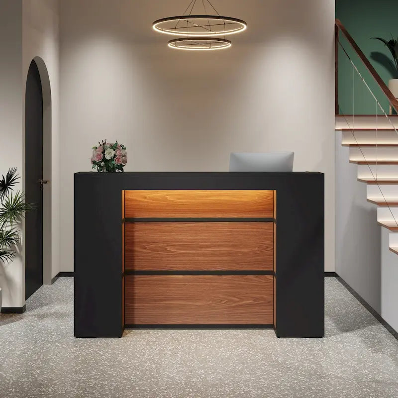 Escritorio grande de recepción con luces LED