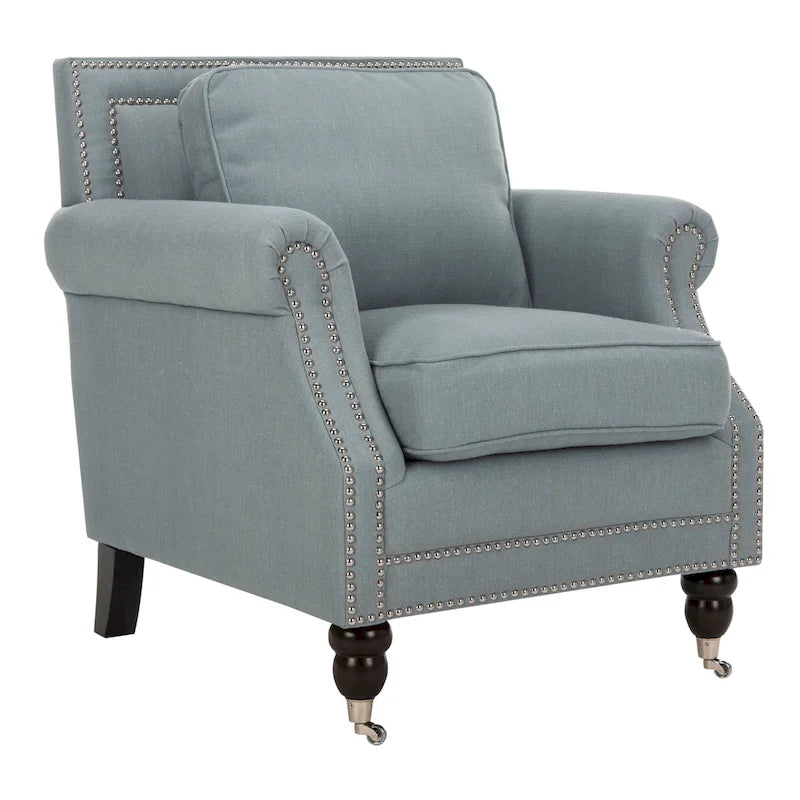 Sillón de club con brazos redondos y tachuelas - 30"An x 34"Prof x 35"Al