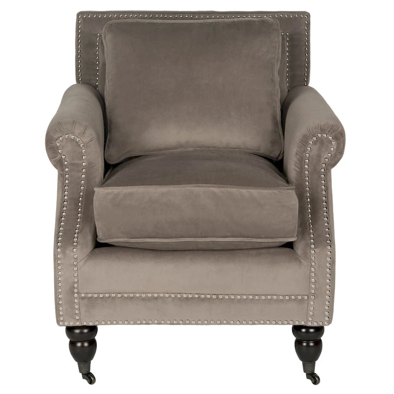 Sillón de club con brazos redondos y tachuelas - 30"An x 34"Prof x 35"Al