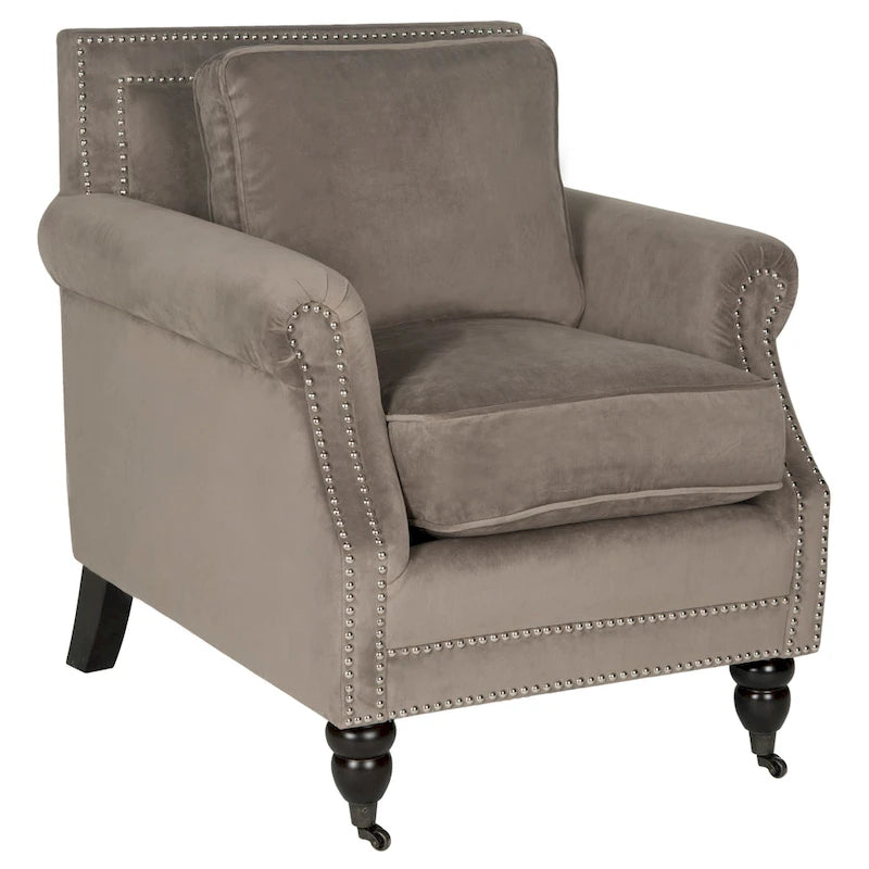 Sillón de club con brazos redondos y tachuelas - 30"An x 34"Prof x 35"Al