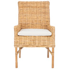 Sillón decorativo de ratán costero con cojín - 18.5"An x 22.8"Prof x 38.2"Al