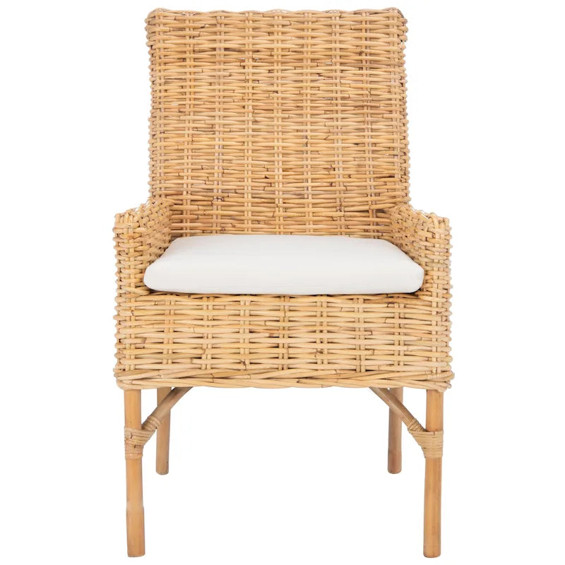 Sillón decorativo de ratán costero con cojín - 18.5"An x 22.8"Prof x 38.2"Al