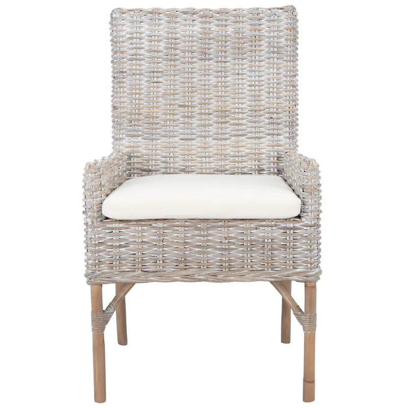 Sillón decorativo de ratán costero con cojín - 18.5"An x 22.8"Prof x 38.2"Al