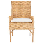 Sillón decorativo de ratán costero con cojín - 18.5"An x 22.8"Prof x 38.2"Al