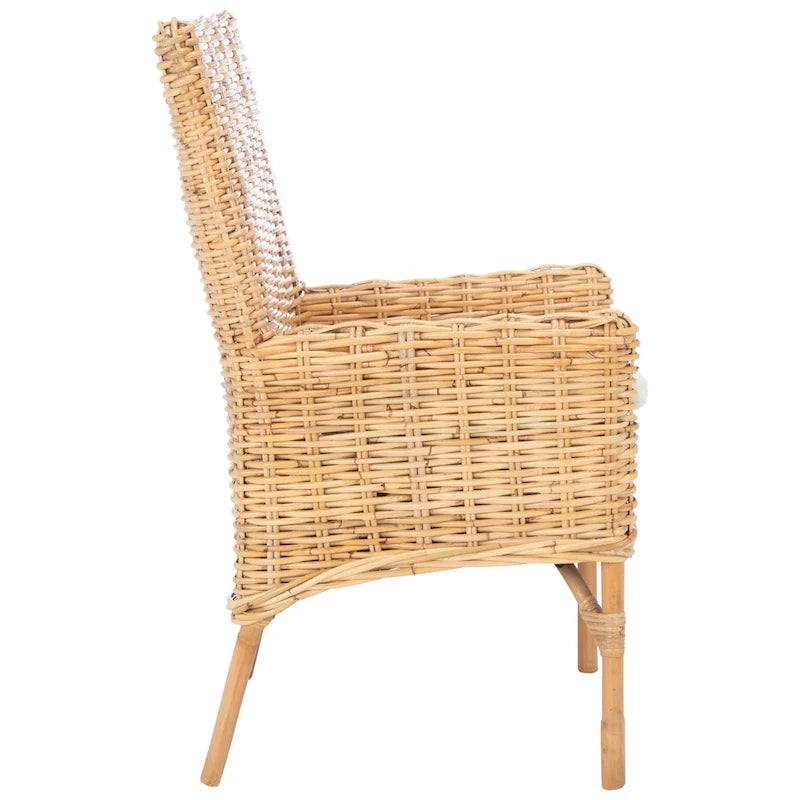 Sillón decorativo de ratán costero con cojín - 18.5"An x 22.8"Prof x 38.2"Al